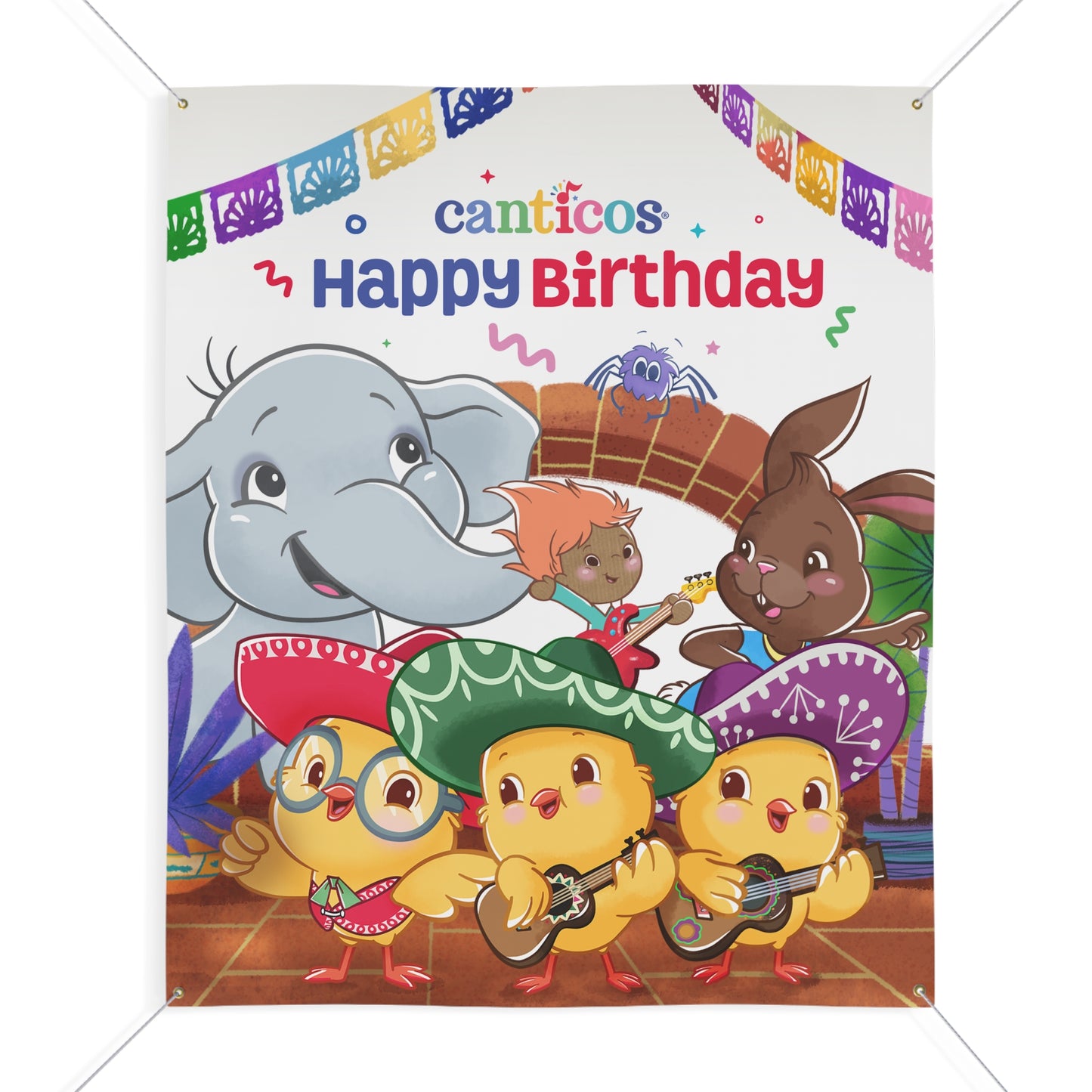 Happy Birthday Mariachi Chickies, Benji, Lili, Pin Pon & Sammy Banner