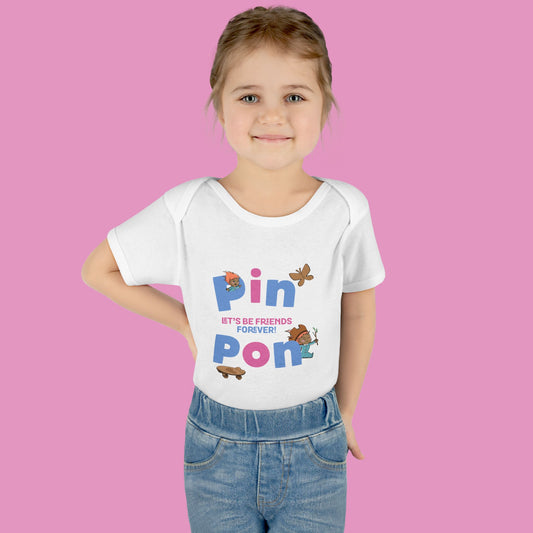Pin Pon Friends Forever Pink Infant Bodysuit / Baby Onesie
