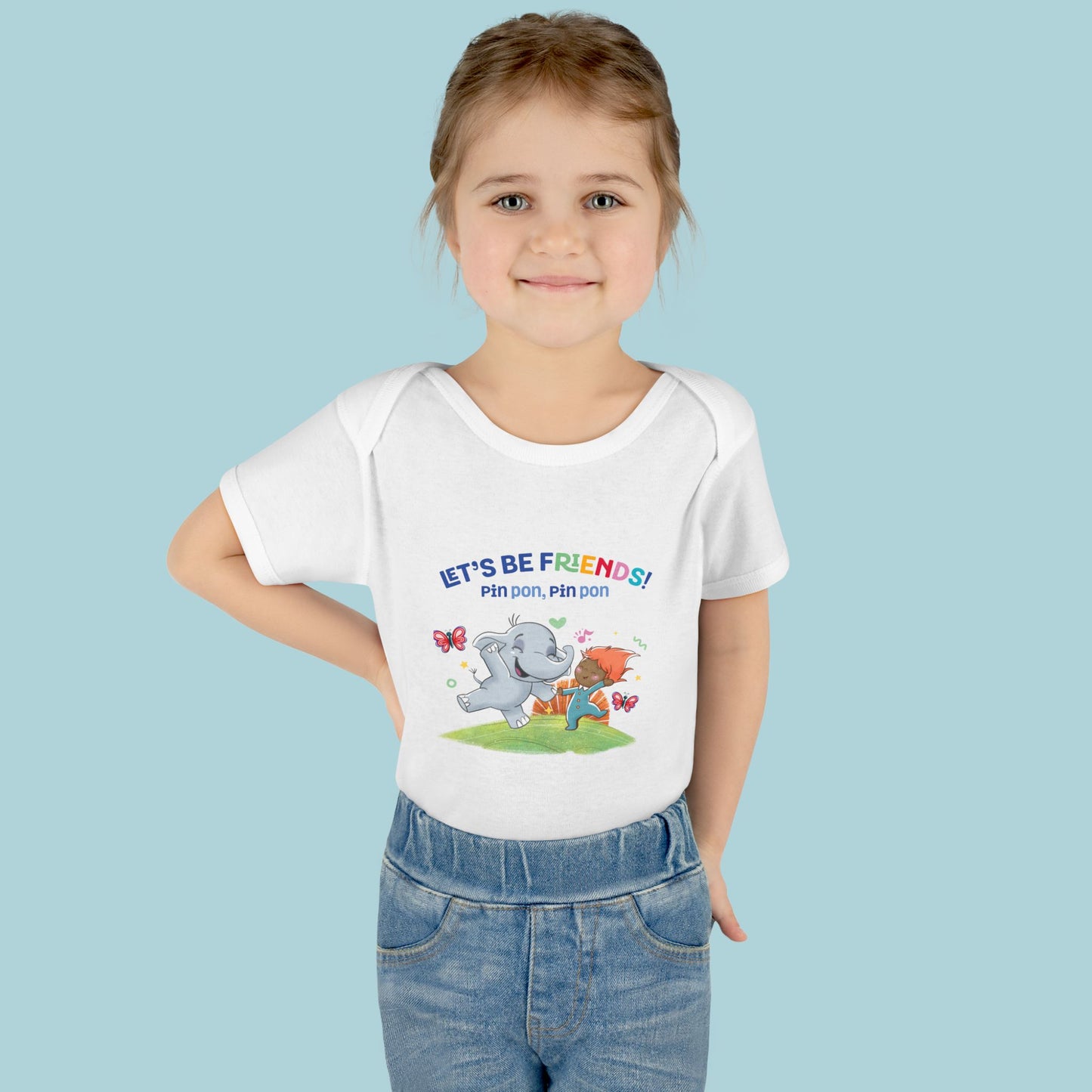 Pin Pon & Benji Let’s Be Friends Infant Bodysuit / Baby Onesie