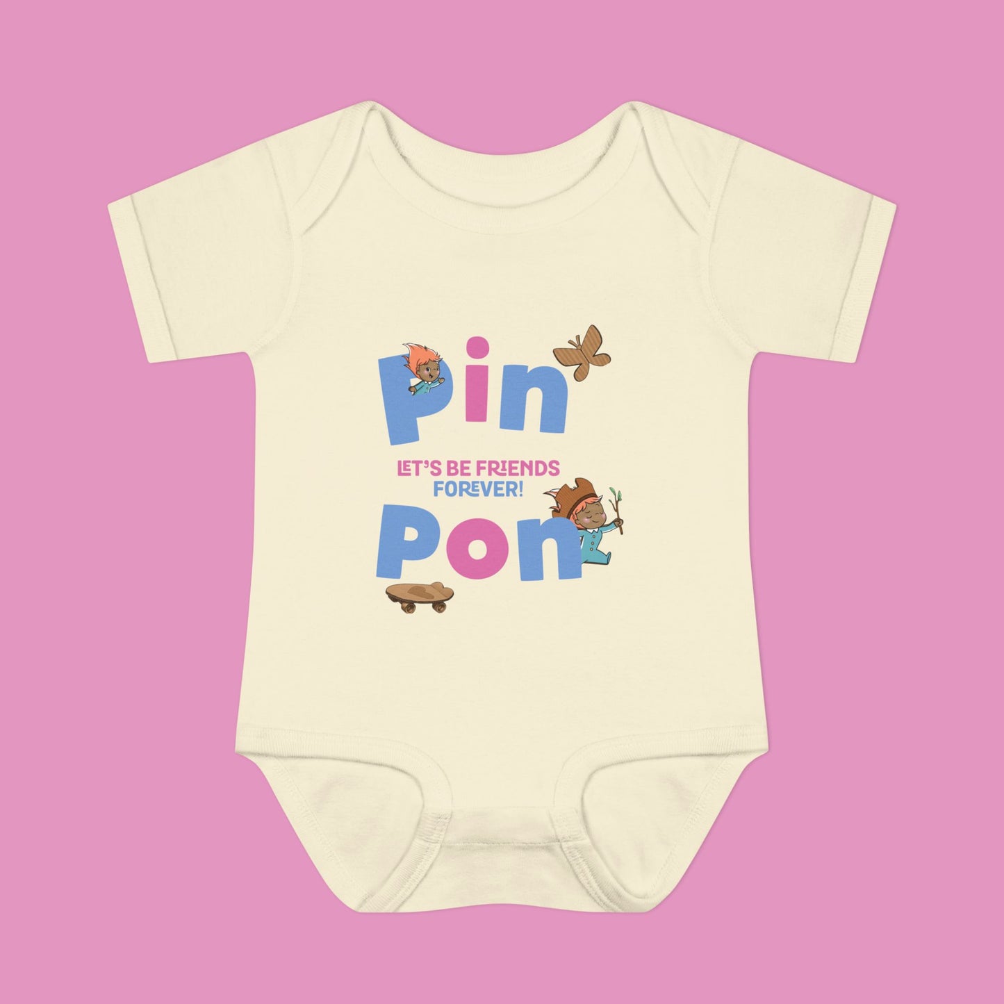 Pin Pon Friends Forever Pink Infant Bodysuit / Baby Onesie