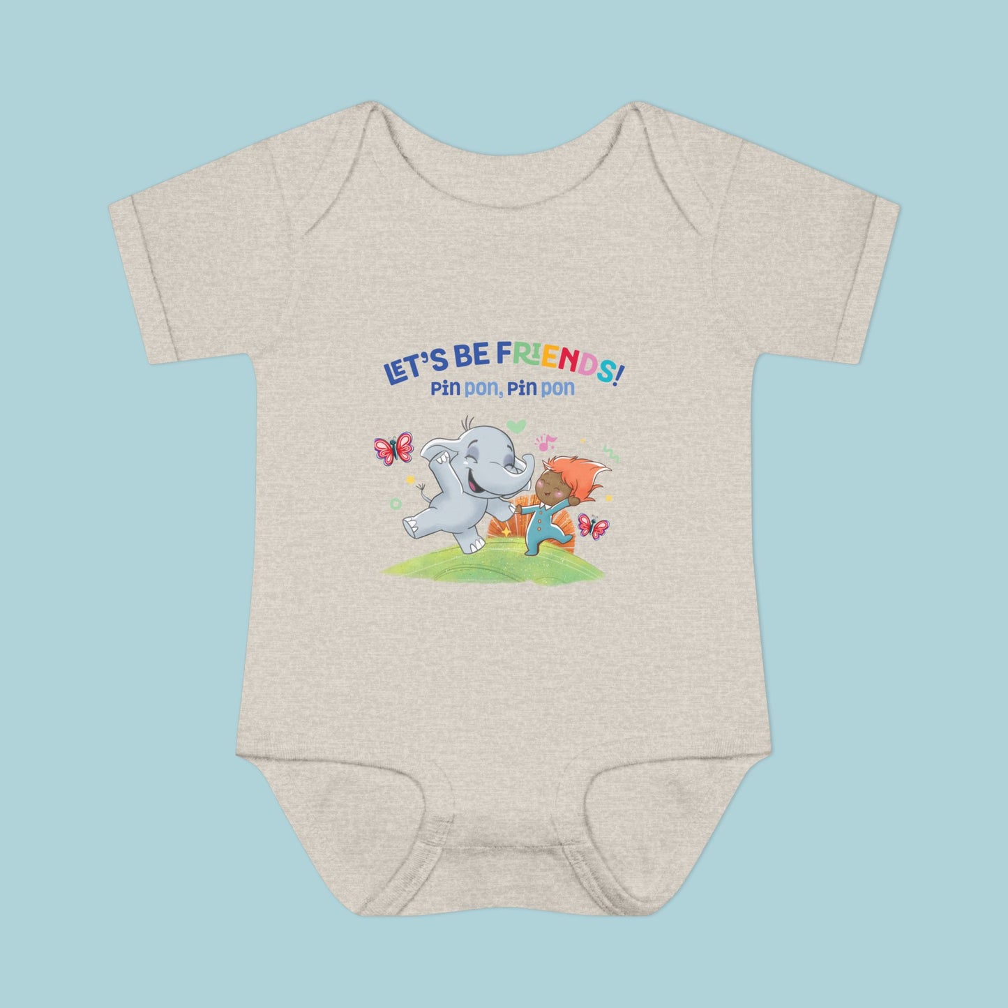 Pin Pon & Benji Let’s Be Friends Infant Bodysuit / Baby Onesie