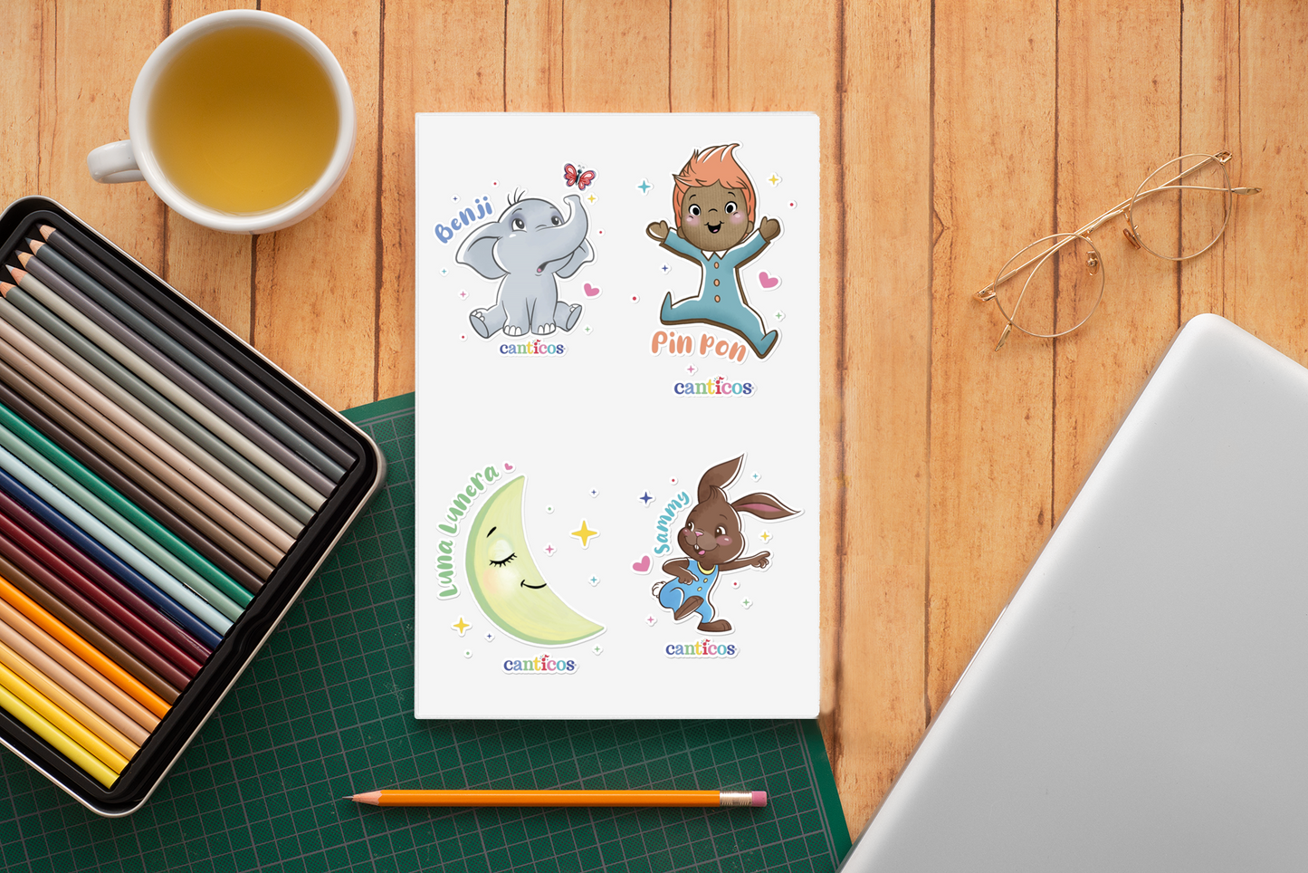 Canticos Amiguitos  Sticker Sheets for Classroom or Party Favors