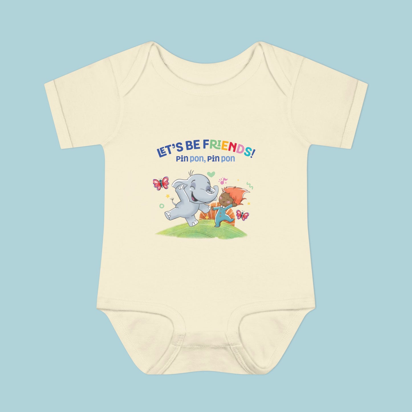 Pin Pon & Benji Let’s Be Friends Infant Bodysuit / Baby Onesie