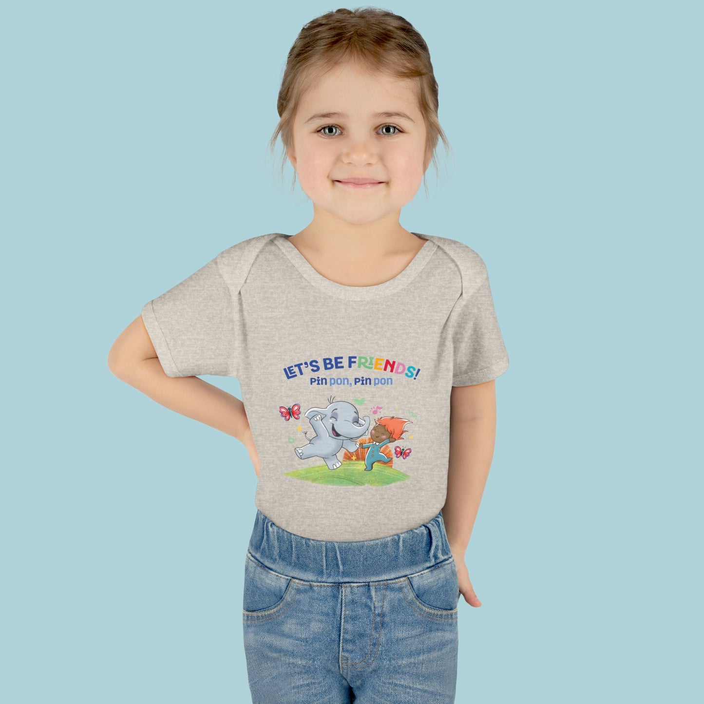 Pin Pon & Benji Let’s Be Friends Infant Bodysuit / Baby Onesie