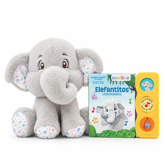 PRE-SALE: Benji Plush + Little Elephants / Elefantitos Bilingual Sound Book Bundle