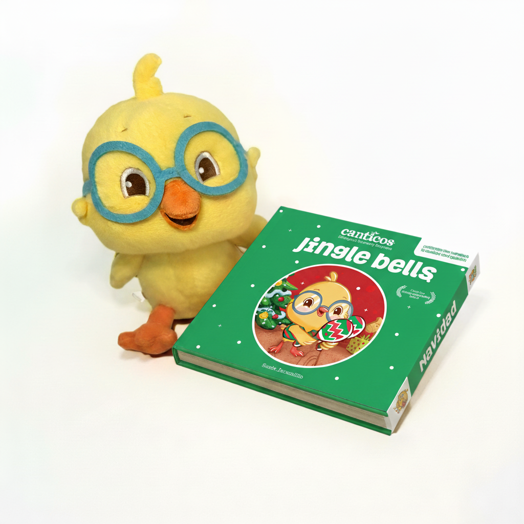 Nicky Chickie Plush + Canticos Navidad / Jingle Bells Flip & Play Book