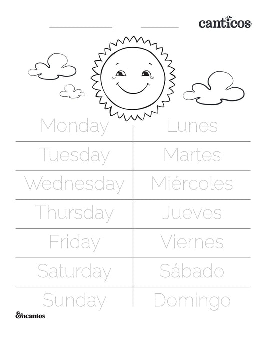 Days of the Week — Bilingual Sheet