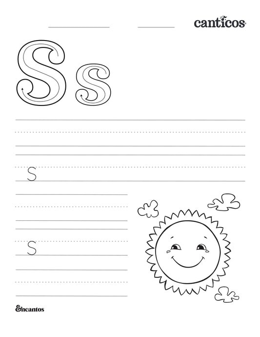 Letter S for Sun — Tracing Practice