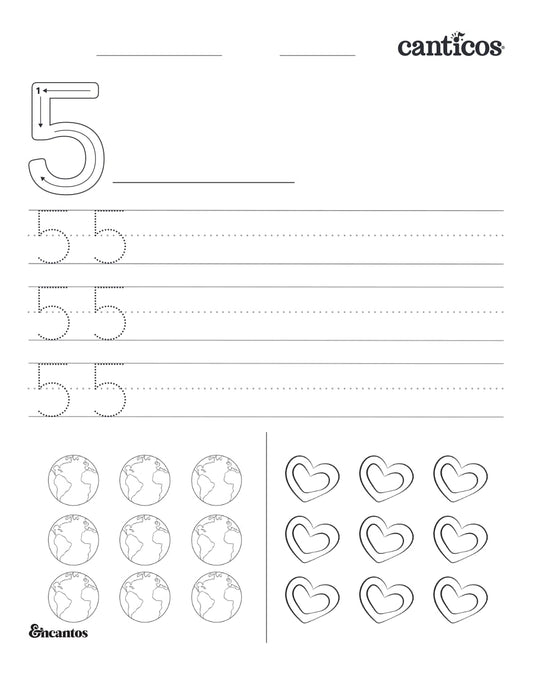 Number 5 — Tracing Practice