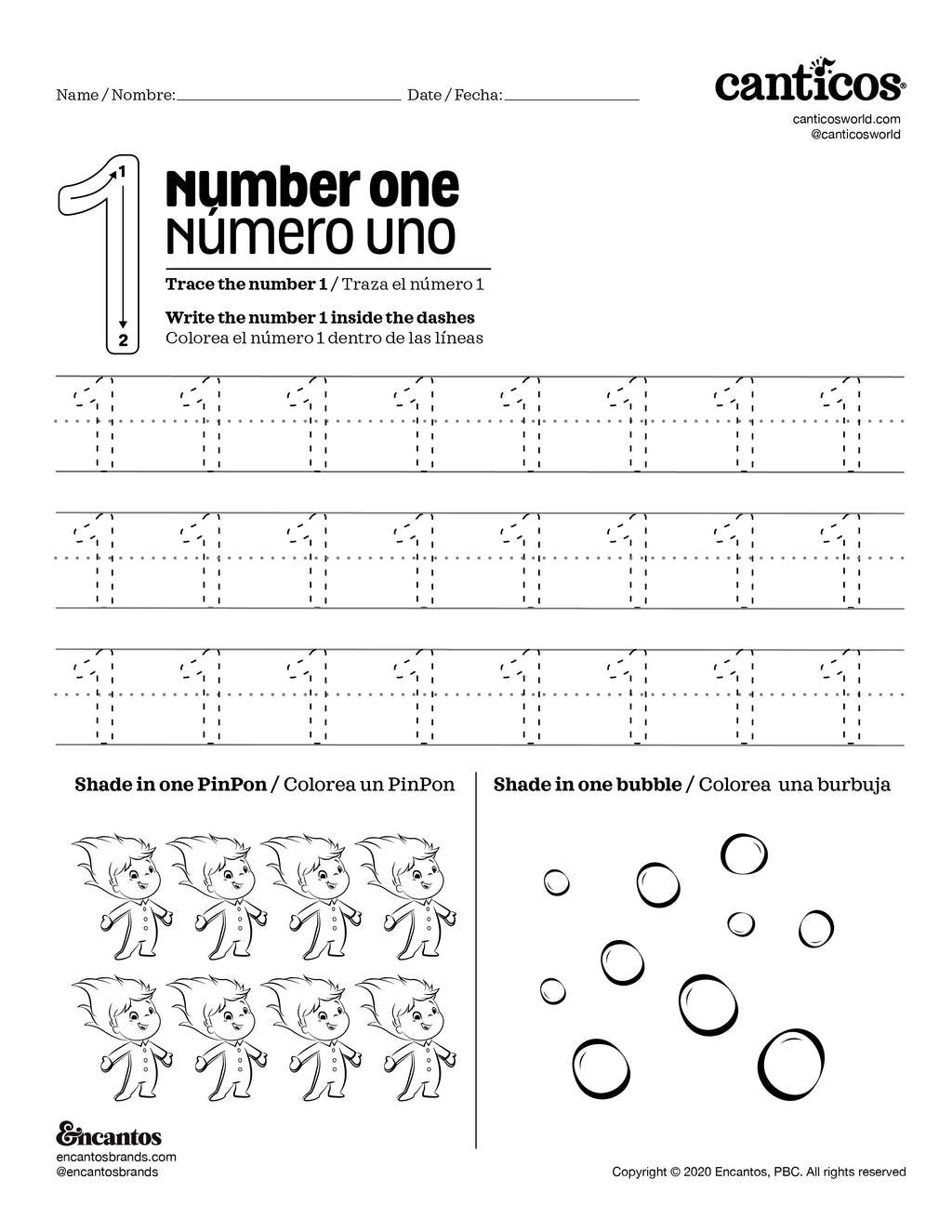 Number 1 - Free Activity Sheet